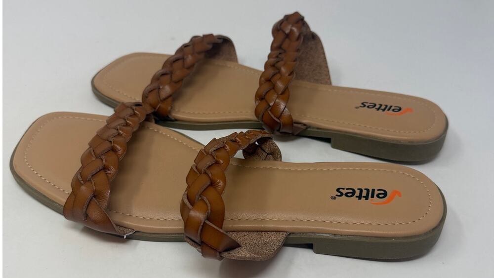 Veittes Women's Braided Flat Slides Brown Sandals Size‎ 10